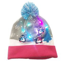 Hot Sell New Dign Christmas Hallowmas Ftival kids Beanie Scarf With Led Flashing Light