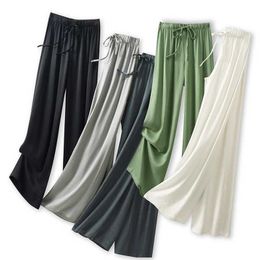 Wide leg pants summer women's new solid Colour high waist drape feeling thinner casual loose straight trousers Q0801