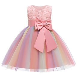 Baby Christmas Lace Tutu Rainbow Princess Dress Kids Dresses For Girls Birthday Party Children Clothing 2 3 10 Years 210331