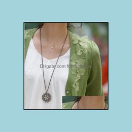 Pendant Necklaces & Pendants Jewellery Bohemia Style Hollow Out Diamond Dazzling Flower Necklace Sweater Chain Women Xj3 Drop Delivery 2021 R4