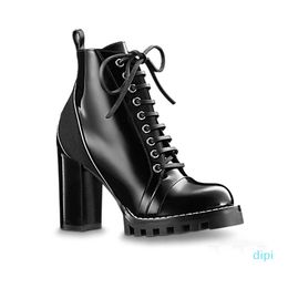 Wholesale-High heeled Martin boots designer Autumn winter Coarse heel women shoes Desert Boot 100% real leather zipper letter Lace up