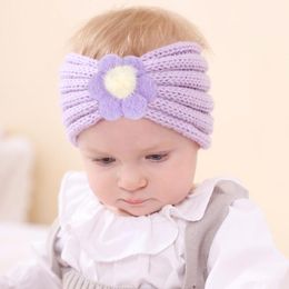 crochet baby hair accessories Canada - Hair Accessories Wide Baby Headband Born Wool Crochet Knit Flower Band Braid Bows Girl For Infants