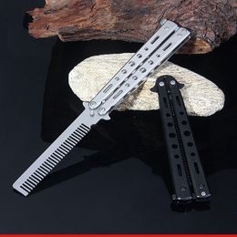 Butterfly Knife Seven Hole Folding Safety Knife All Steel Butterfly Comb Stainless Steel Practice Knife Trainer Tool