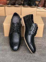 Designer Oxford Shoes Top Quality Black Calfskin Derby Dress Shoe Formal Wedding Low Heel Lace-up Business Office Trainers Size 39-47 006