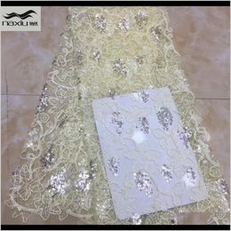 Clothing Apparel African Embroidered Nigerian Sequins High Quality French Tulle Lace Fabric For Women Drop Delivery 2021 Gzboa