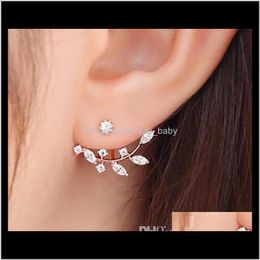 Stud Jewelry Chic Jacket Rhinestoned Leaf Branch Earrings For Women /Sier /Rose Gold Tone Jackets Ear Studs Drop Delivery 2021 Hlw4M