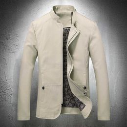 Blazer Jacket Men Spring Autumn Business Coat Work Stand Collar Zipper Outwear Lightweight Cotton 210909