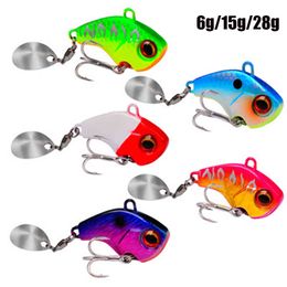 6g/15g/28g Metal Mini VIB With Spoon Treble Hook Fishing Lure Pin Wobblers Crank Bait Vibration Spinner Sinking Tackle