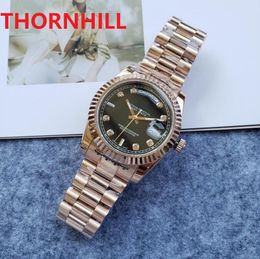 Rose Gold Black Dial Womens Day Date Roman Watches Automatic Movement 316L Stainless Steel Watch 36mm women 2813 Mechanical lady wholesale wristwatch gifts