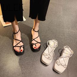 Sandalen DLEK Frauen Sommer Kreuz gebunden Böhmischen Stil Lässig Bequeme Weibliche Keile Flatform Elegante Damen Schuhe Sandale
