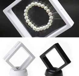 -100 pcs pet membrana jóias anel pingente titular de suporte de suporte caixa de embalagem protege jóias flutuante apresentação caso atacado (sem base)