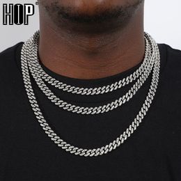 Hip Hop AAA Bling 8MM Miami Cuban Chain Iced Out Men's Necklace Rhinestone Zircon Paved Necklaces for Men Women Jewellery