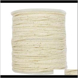 Yarn 100 Metres 1Mm Rustic Cotton Rope Braided Twisted Cord Twine Diy Art Craft Accessories For Home Decoration White 1Trxn Ob8D4