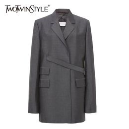 Vintage Women Irregular Blazer Notched Long Sleeve Loose Patchwork Suit Female Clothing Spring Fashion 210524