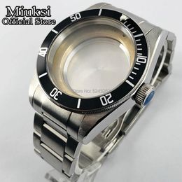 41mm sapphire glass date watch case fit ETA 2836,Mingzhu 2813 miyota 8205 8215 82 series movement mens watch case