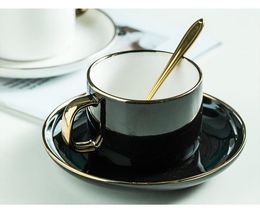 Green Luxury Nordic Coffee Cup And Saucer Set Ceramic Beautiful Reuseable Filizanki Do Kawy Mug BD50CS Cups & Saucers