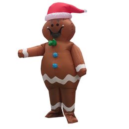 Mascot doll costume New Adult Christmas Party Dress Gingerbread Man Inflatable Costume for Woman Man Mascot Costumes Purim Halloween Suit