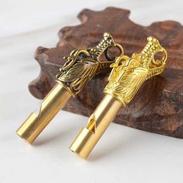 Punk Skull Dragon Keychain Pendants Solid Brass Retro Craft Outdoor Whistle Key Ring Charms Trinkets Sport Referee Wild Survival G1019