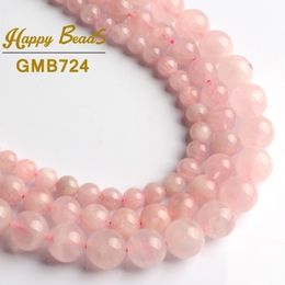 AA Natural Madagascar Rose Quartzs Smooth Round Loose Beads For Jewelry Making DIY Bracelet Necklace 15'' Strand 6/8/10mm