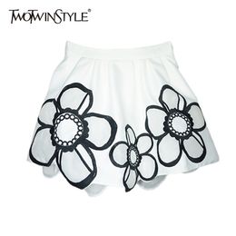 Casual Embroidery Floral Skirt For Women High Waist Vintage A Line Mini Skirts Female Summer Fashion Style 210521