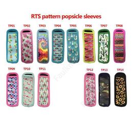 Neoprene Popsicle Sleeves Insulated Freezing Icypole Holders for Children's Summer Cactus, Sunflower, Dog Tie-dye DAF193