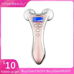 Micro-current Vibration 3D Face Roller Massager EMS Microcurrent Lift Device 4D Y Shape Rotating Machine 220110