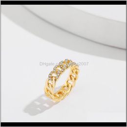 Jewelryvintage Gothic Chunky Chain Shape Ring For Women Men Trendy Hip Hop Rock Rhinestone Cuban Unisex Antique Jewellery Wedding Rings Drop De