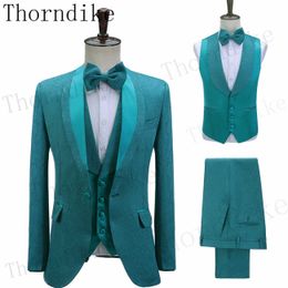 Thorndike ( Jacket + Vest + Pants ) High-End Brand Business Men's Slim Suit Groom Wedding Dress Tuxedo Banquet Clubmen T1267 X0909