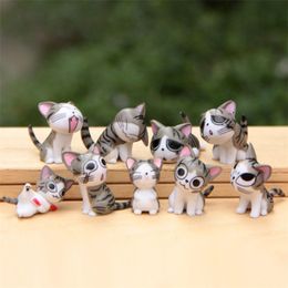 9Pcs/Set Creative Min Cute Cartoon Cat Crafts Small Animal Figurines Micro Landscape DIY Ornaments Resin Model Toys Home Decor