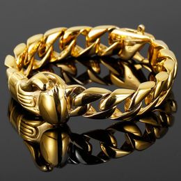 Link, Chain Jewelry Men's Bracelet Gold Plated 316L Stainless Steel Link Curb Cuban Nickel Free Adjustable Bracelets Friendship Gift