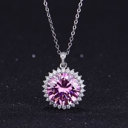 Charm 5ct Lab Pink Diamond Pendant 925 Sterling Silver Wedding Pendants Necklace For Women Bridal Party Choker Jewellery Gift