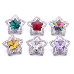 Wholesale Rhinestone flower Ginger Snap Button Clasps Jewellery Findings Zircon Chunks Charms 18MM Metal Snaps Buttons factory supplier