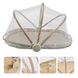 Storage Bags 1Pc Bamboo Woven Basket Container Dust Cover Kitchen Dry