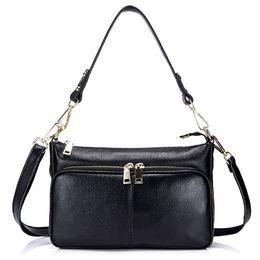 Women shoulder bags outdoor versatile Crossbody real leather large volume zipper pockets