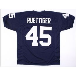 Custom 009 Youth women Vintage V neck Rudy Ruettiger #45 Rudy Movie Navy Blue Football Jersey size s-5XL or custom any name or number jersey