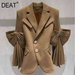 spring and summer fashion women clothes notched collar kahki Colour single breasted high waist blazer WP94504L 210421