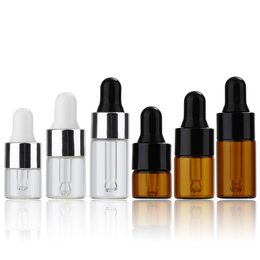 Dropper bottle 2ml tawny clear glass essential oil samples are bottled separately with rubber head dropper