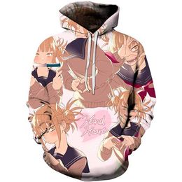 My Hero Academia Hoodie Cute Anime Cosplay Costume Sweatshirts Himiko Toga JK Fashion Hip Hop Jackets Men Women College clothing Y0804