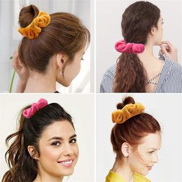 Free DHL 48Colors Solid Girls Velvet Elastic Scrunchie Scrunchy Head Band Ponytail Hairbands Girls Rope Accessories ZZ