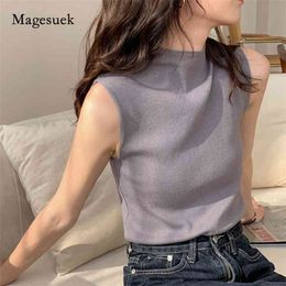 Sexy Knitted Women's Top Summer Tank Women Solid Camisole Slim Corset Female Sleveless T-Shirt Vest Camis Casual 13122 210512