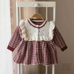 Baby Girls Knitted Dress 2021 autumn winter Clothes children Toddler Tops Shirts for girl Kids princess Cotton Christmas Dresses Q0716
