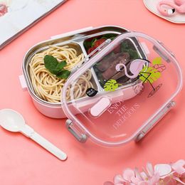 lunch box cartoons UK - Dinnerware Sets 650ML Portable Cartoon Lunch Box For Kids 304 Stainless Steel Bento Leak-Proof Children Container