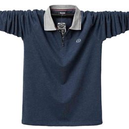 Men Polo Shirt Autumn Casual Fashion Cotton Male Top Tees Long Sleeve Turn-down Collar Men's Polo Shirts Zippers Large Size 6XL 210401