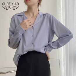 Korean Loose Office Lady Style Long Sleeve Women's Shirt Autumn Suit Lapel Collar Vintage White Top Female Fashion Chic 11092 210527