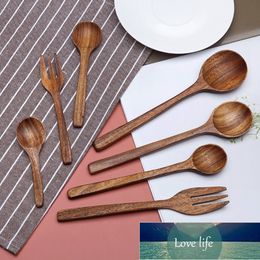 Japanese Style Long Handle Wooden Spoon Stirring Soup Spoons Creative Teak Handmade Honey