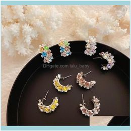 Hoop Jewelryhoop & Hie Trend Irregular Color Zircon Flower Earring For Women Pendant Colorful Earrings Boho Wedding Jewelery Girl Gift1 Drop