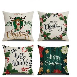 Pillow Case Christmas Bedding Cover Snowflake Elk Tree Pillowcase Sofa Cushions Cases Cotton Linen Covers Home Decor