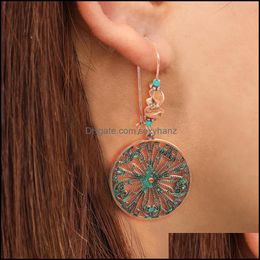 Dangle & Chandelier Earrings Jewellery S1737 Fashion Vintage Hollow Out Flower Circle Stone Beads Drop Delivery 2021 Bm6Pz