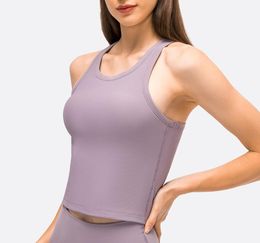 L-022 Women's Tank Tops Round Neck Y Style Back Padded Yoga Sports Bra Gym Clothes Women Underwear Vest Shockproof Running Fitness Casual Shirt Tees