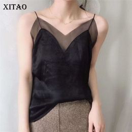 XITAO Lace Strapless Tanks Fashion Spring Summer Backless Small Fresh Sleeveless Pleated Patchwork Minority Top DMY4255 210407